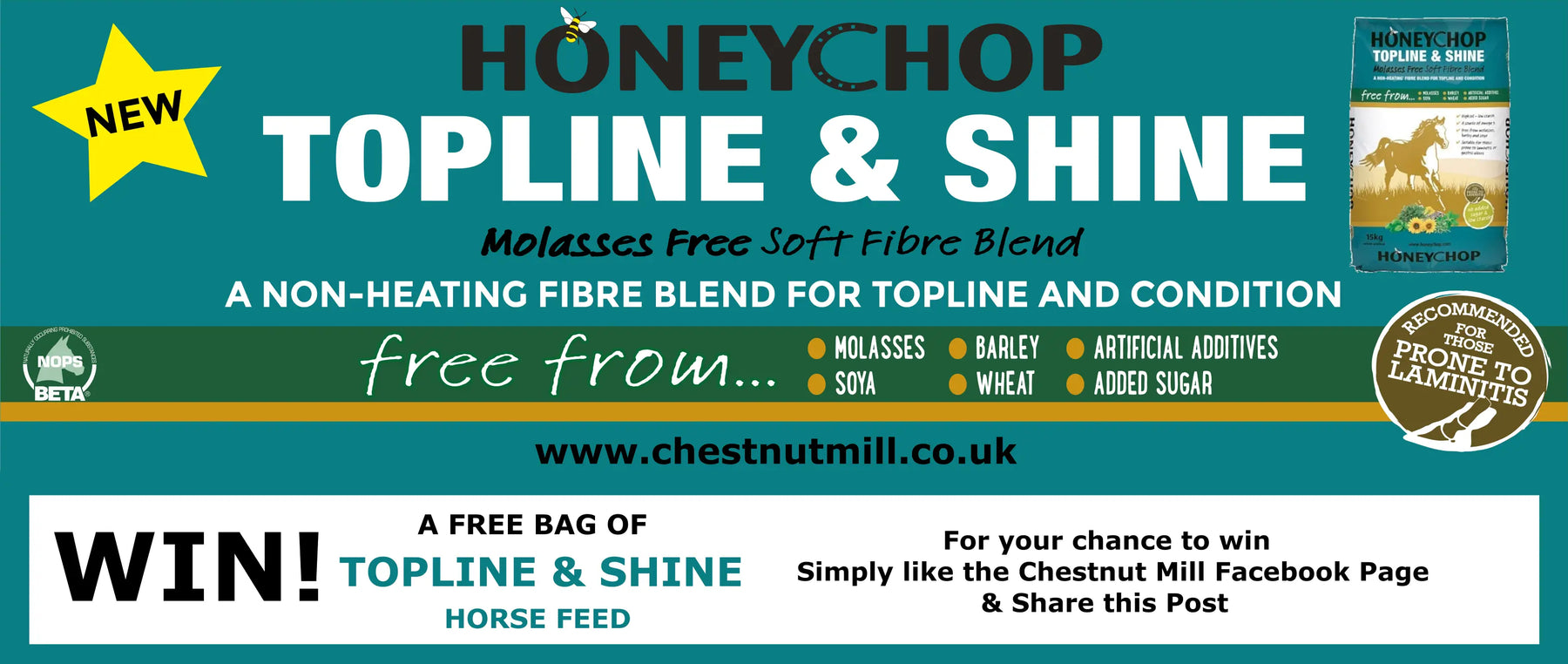 COMPETITION-Win-a-Free-Bag-of-Honeychop-Topline-Shine-Horse-Feed Chestnut Mill