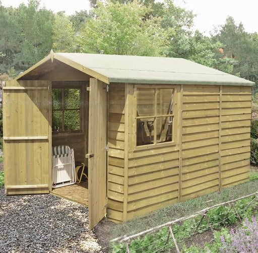 10' x 7' Pressure Treated Overlap Double Door Shed - Chestnut Mill