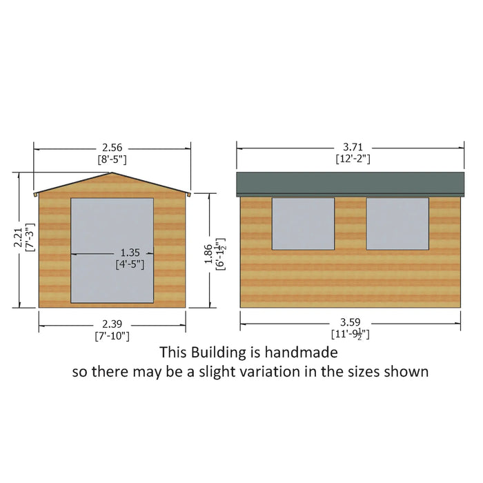 12' x 8' Bison Heavy Duty Shed - Chestnut Mill