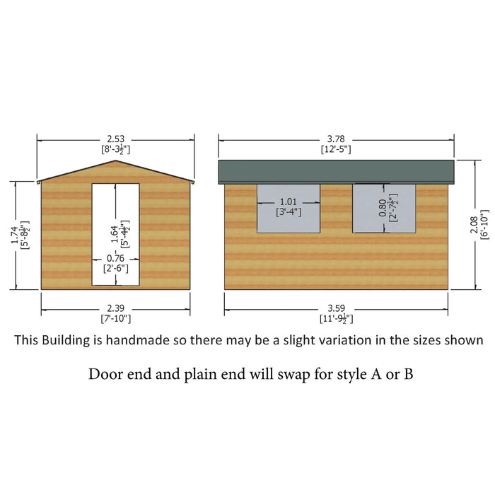 12' x 8' Hi spec apex Shed - Chestnut Mill