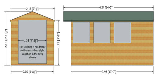 13' x 7' Jersey Double Door Shed Apex Shed - Chestnut Mill