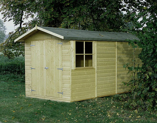 13' x 7' Pressure Treated Jersey Double Door Shed - Chestnut Mill