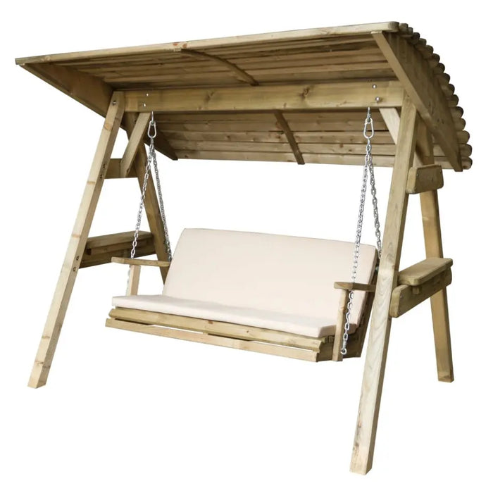 2 SEATER SWING SEAT PAD with Back - STONE - To fit Miami 2 seater, Santorni Swing, Burghley Arbour & Tenby Arbour - Chestnut Mill