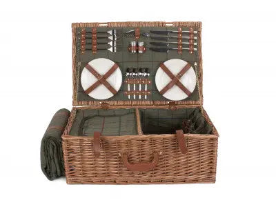 4 PERSON GREEN TWEED HAMPER - Chestnut Mill