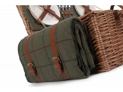 4 PERSON GREEN TWEED HAMPER - Chestnut Mill