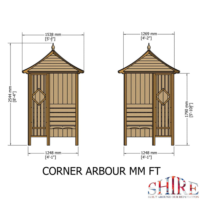 4' x 4' Corner Garden Arbour - Chestnut Mill