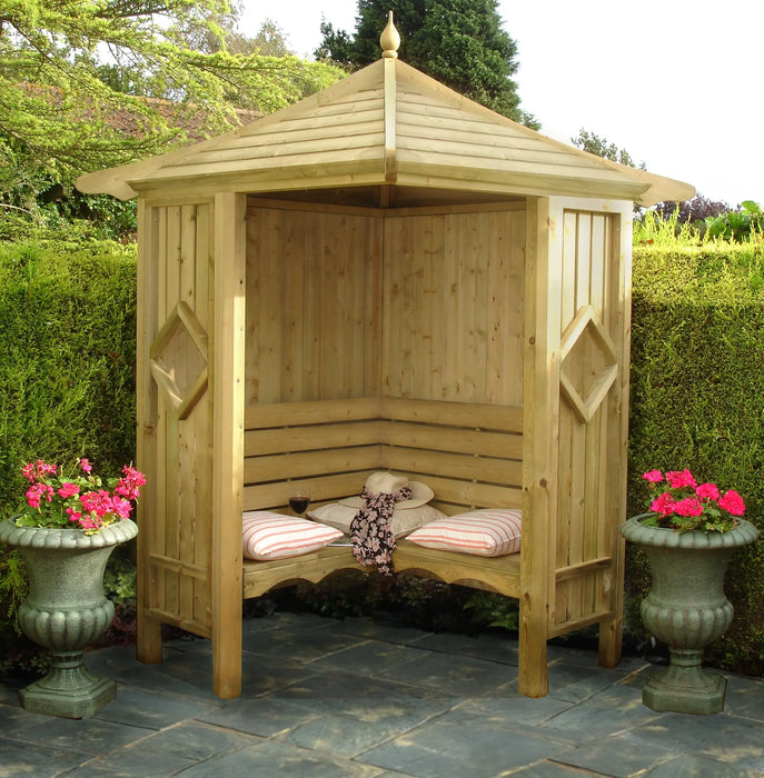 4' x 4' Corner Garden Arbour - Chestnut Mill