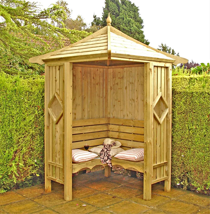 4' x 4' Corner Garden Arbour - Chestnut Mill