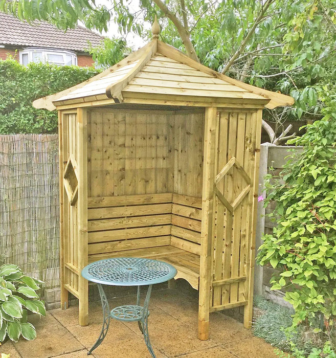 4' x 4' Corner Garden Arbour - Chestnut Mill