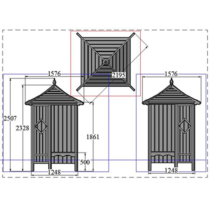 4' x 4' Corner Garden Arbour - Chestnut Mill