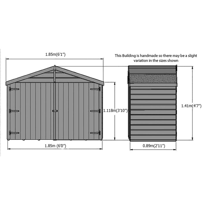 6' x 3' Shiplap Bike Store no floor - Chestnut Mill