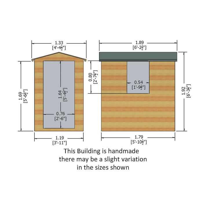 6' x 4' Hi spec apex Shed - Chestnut Mill