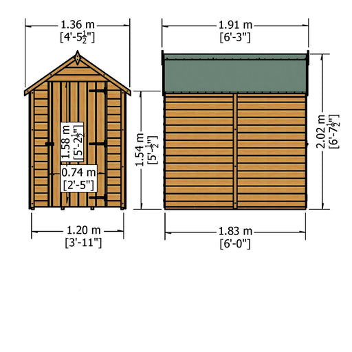 6' x 4' Overlap Single Door Shed - Chestnut Mill