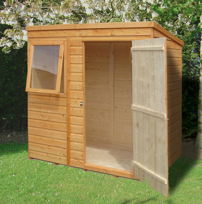 6' x 4' Shiplap Pent Single Door Shed - Chestnut Mill