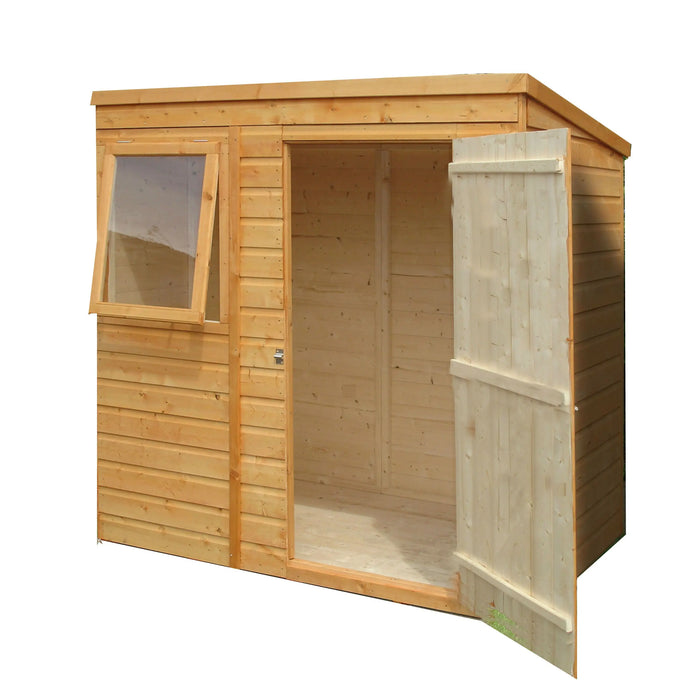 6' x 4' Shiplap Pent Single Door Shed - Chestnut Mill