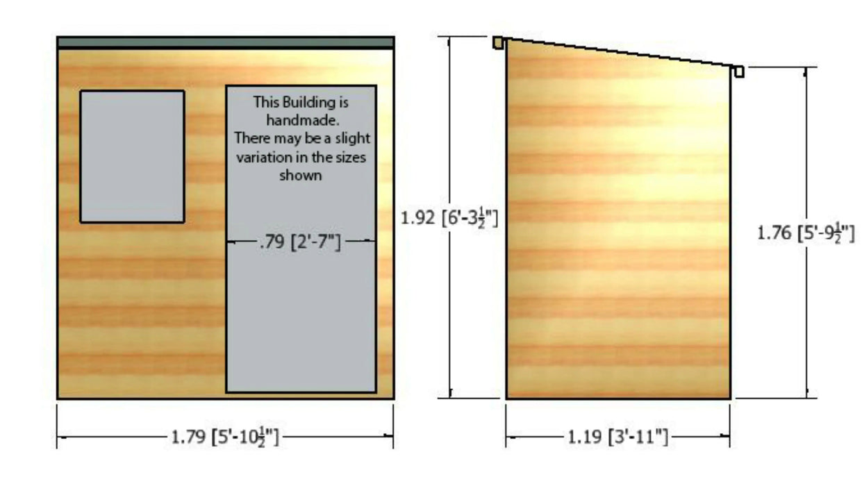 6' x 4' Shiplap Pent Single Door Shed - Chestnut Mill