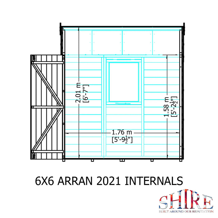 6' x 6' Arran Apex Shiplap Double Door Shed - Chestnut Mill