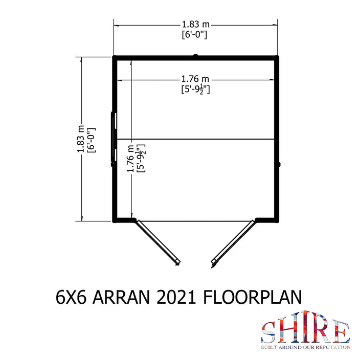 6' x 6' Arran Apex Shiplap Double Door Shed - Chestnut Mill