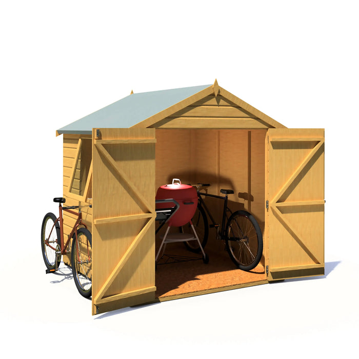 6' x 6' Arran Apex Shiplap Double Door Shed - Chestnut Mill