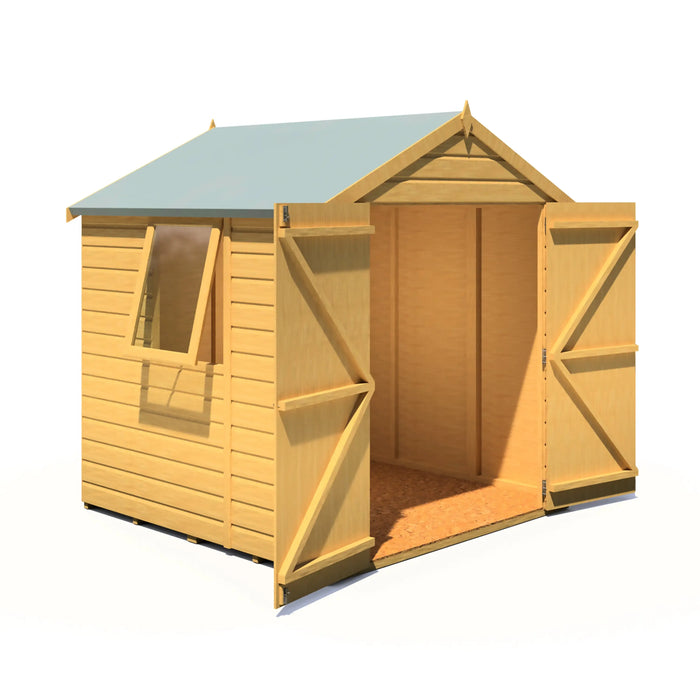 6' x 6' Arran Apex Shiplap Double Door Shed - Chestnut Mill