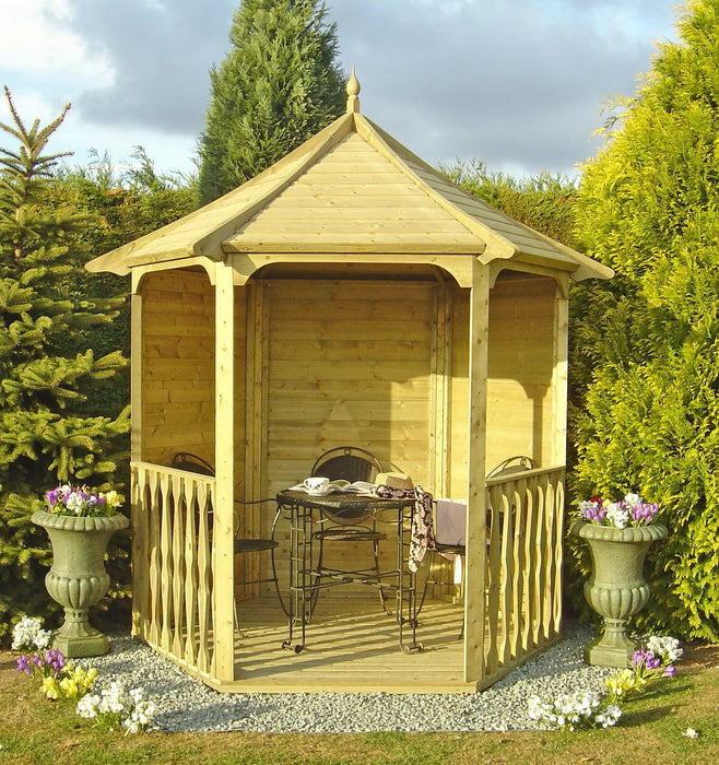 7' x 6' Pressure Treated Shire Garden Arbour - Chestnut Mill