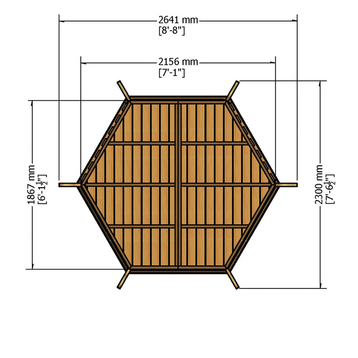 7' x 6' Pressure Treated Shire Garden Arbour - Chestnut Mill