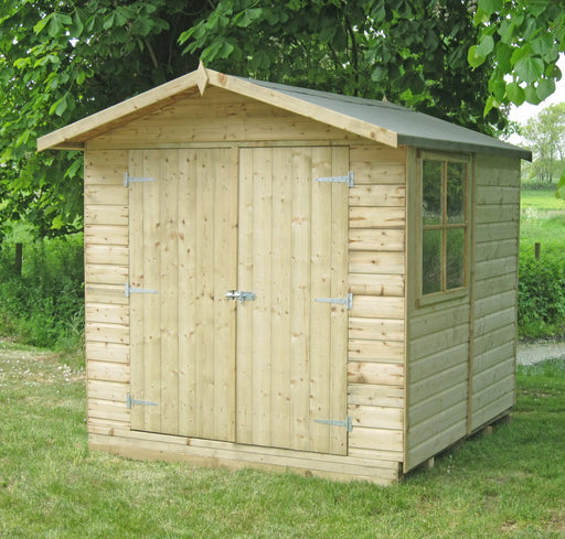 7' x 7' Pressure Treated Alderney Double Door Shed - Chestnut Mill