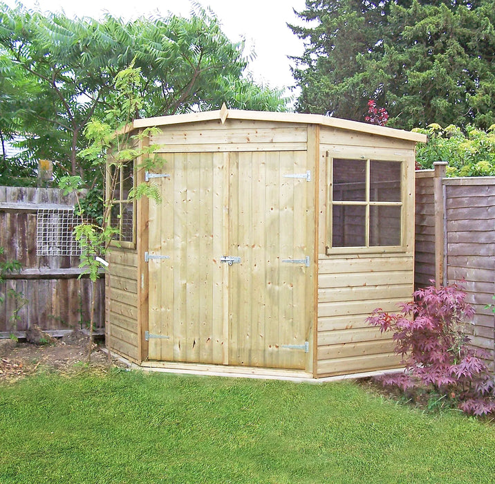 7' x 7' Pressure Treated Corner Shed - Chestnut Mill