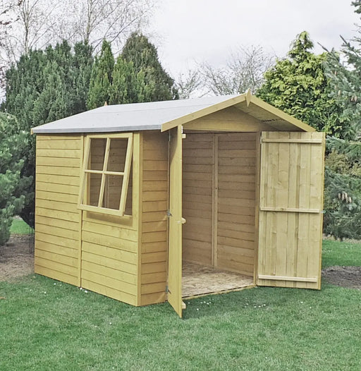 7' x 7' Pressure Treated Overlap Double Door Shed - Chestnut Mill