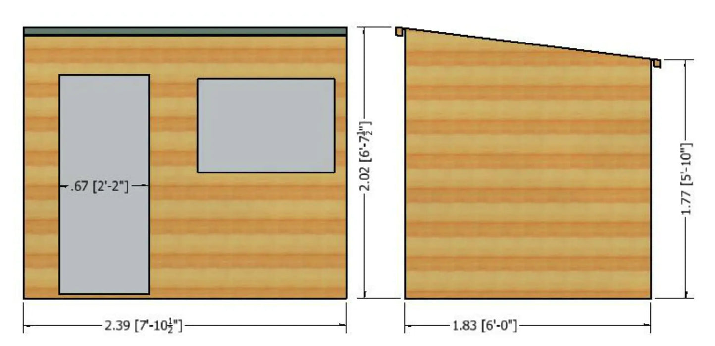 8' x 6' Shiplap Pent Single Door Shed - Chestnut Mill