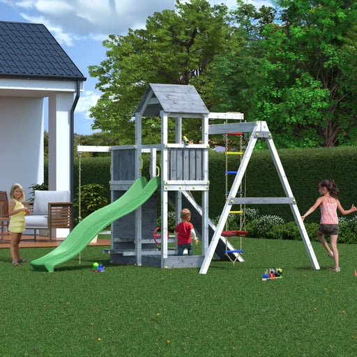 Activer Grey & White Climbing Frame with Swing and Slide - Chestnut Mill