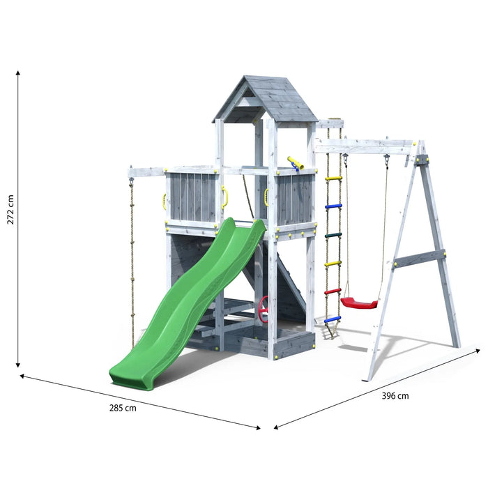 Activer Grey & White Climbing Frame with Swing and Slide - Chestnut Mill