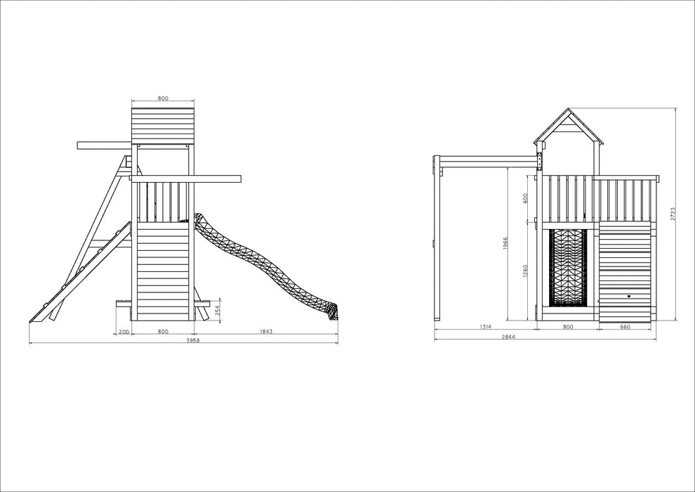 Activer Grey & White Climbing Frame with Swing and Slide - Chestnut Mill