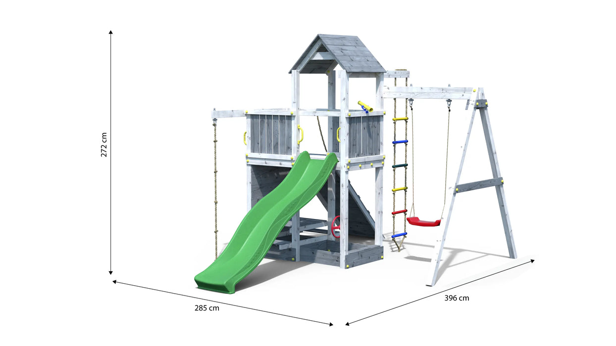 Activer Grey & White Climbing Frame with Swing and Slide - Chestnut Mill