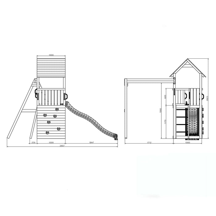 Adventure Peaks Fortress  2 (Carol 2) Climbing Frame and Slide - Chestnut Mill