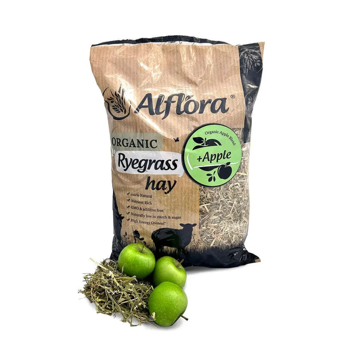 Alflora Organic Ryegrass Hay Apple 1kg - Chestnut Mill