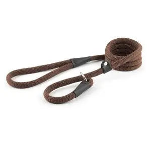 Ancol Nylon Deluxe Rope Slip Lead Brown 12mm - 1.5 m - Chestnut Mill