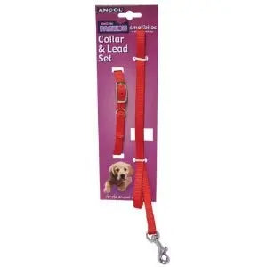 Ancol Nylon Puppy Collar & Lead Set Red - Chestnut Mill