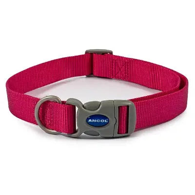 Ancol Raspberry Adjustable Nylon Dog Collar - Various Sizes - Chestnut Mill