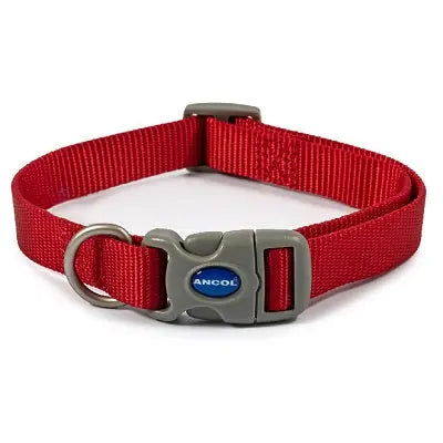 Ancol Red Nylon Adjustable Dog Collar - Various Sizes - Chestnut Mill