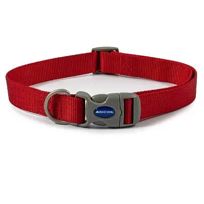 Ancol Red Nylon Adjustable Dog Collar - Various Sizes - Chestnut Mill