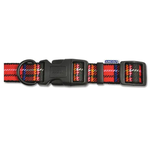 Ancol Tartan Adjustable Red Dog Collar - Various Sizes - Chestnut Mill