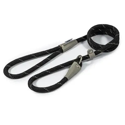 Ancol Viva Rope Reflective Slip Lead Black - Various Sizes - Chestnut Mill