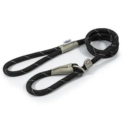 Ancol Viva Rope Reflective Slip Lead Black - Various Sizes - Chestnut Mill