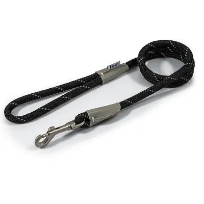 Ancol Viva Rope Reflective Snap Lead Black - Various Sizes - Chestnut Mill