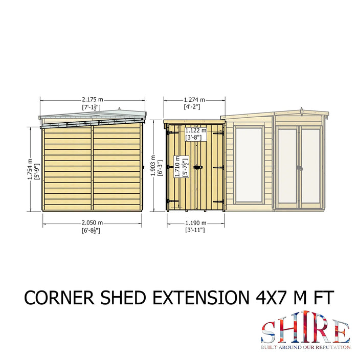 Barclay Summerhouse with side shed - 7'x11' - Chestnut Mill