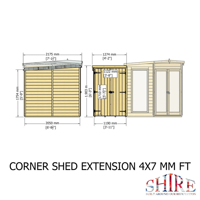 Barclay Summerhouse with side shed - 7'x11' - Chestnut Mill