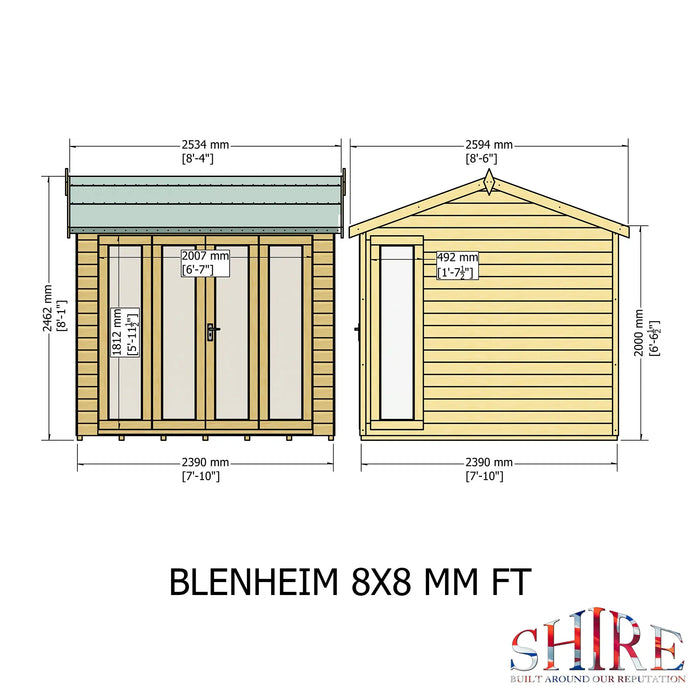 Blenheim Summerhouse Shiplap - 8'x8' - Chestnut Mill