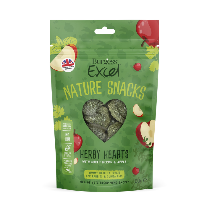 Burgess Excel Nature Snacks Herby Hearts 12 x 60g - SEPTEMBER SPECIAL OFFER - 15% OFF - Chestnut Mill