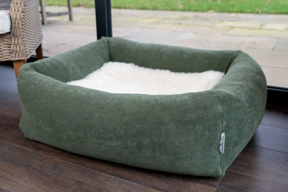 Burnham Bolster Dog Bed - Olive - Various Sizes - Chestnut Mill